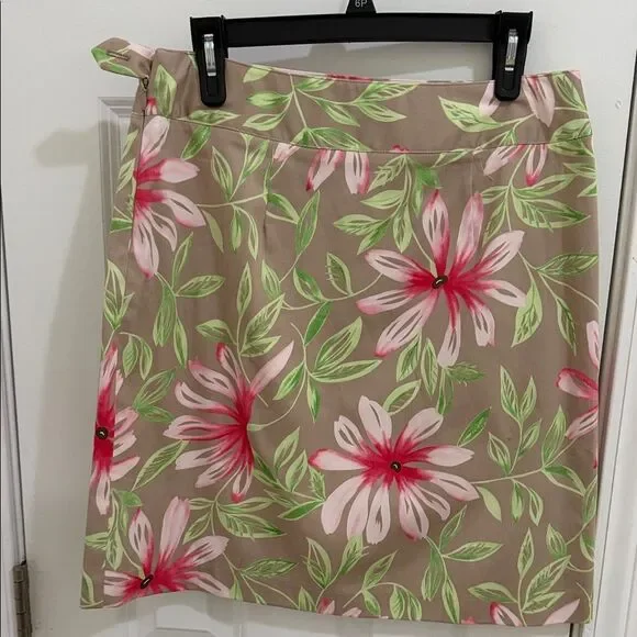 Talbots Yellow Palm and Floral Mini Skirt Set size 10 - Picture 6 of 8